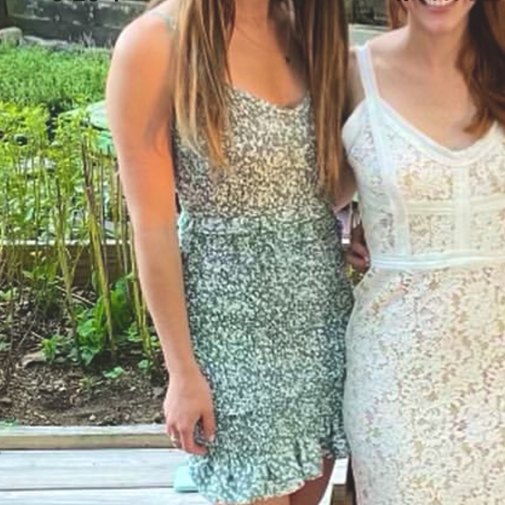 Green floral tight Abercrombie mini dress